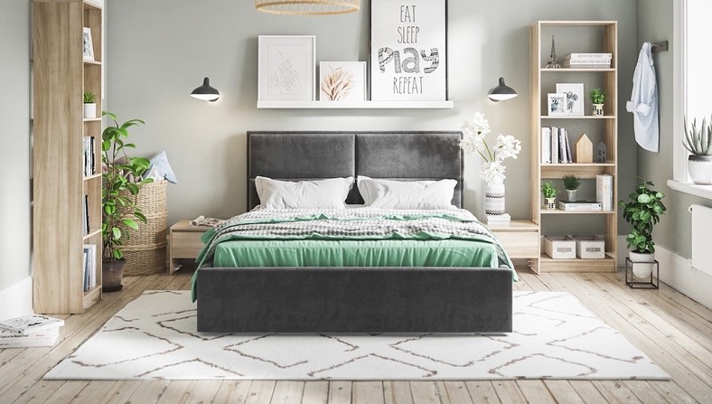 Кровать MILA 160 велюр Monolit серая