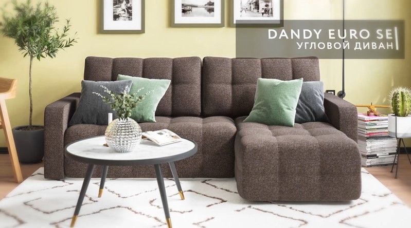 Угловой диван Dandy euro SE велюр Monolit сталь