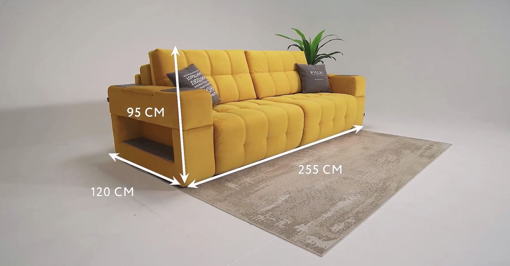 Диван BOSS.XO велюр Monolit зеленый / WOOD Snow