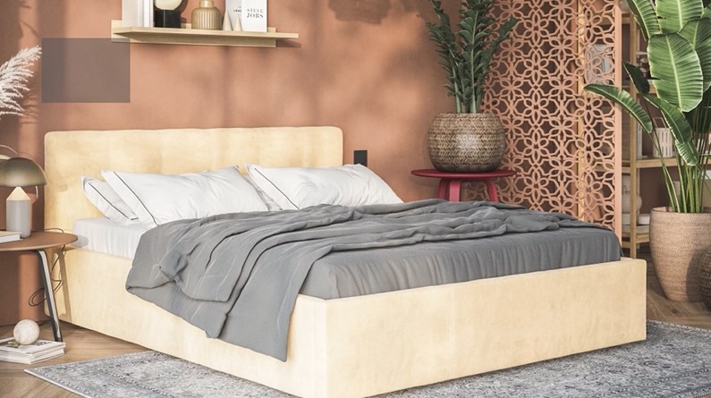 Кровать Белла 160*200 велюр Monolit сталь