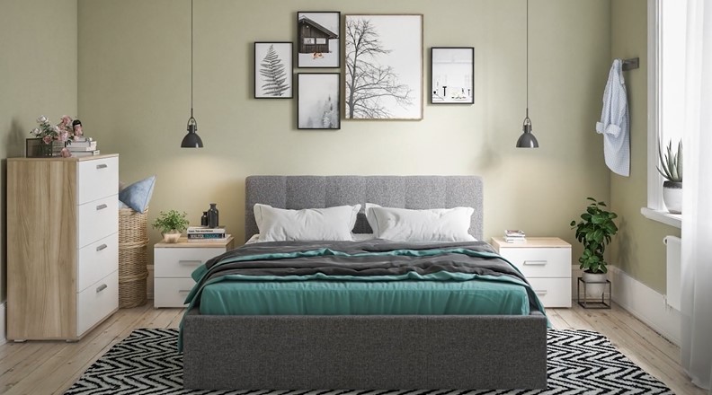 Кровать Белла 140*200 рогожка Malmo серая