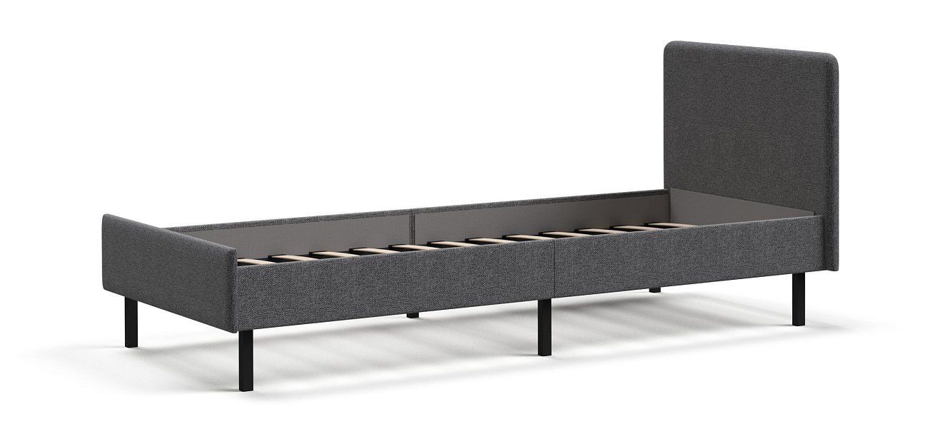 Кровать Уна мини рогожка Malmo серая, Чёрная