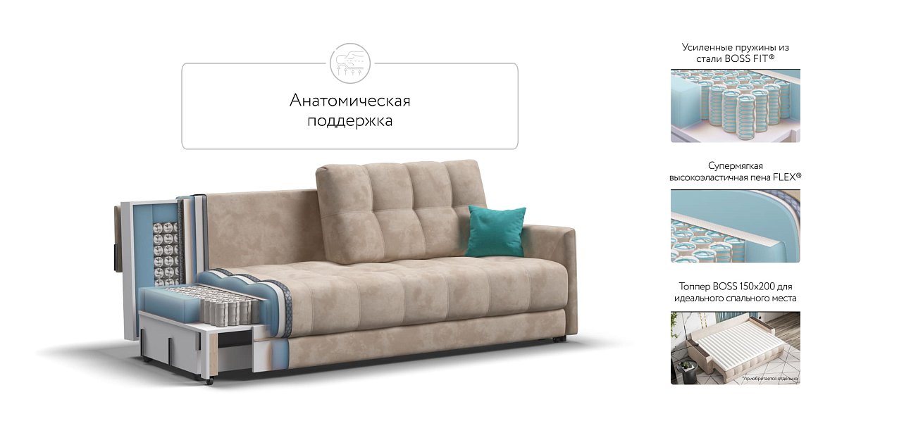 Диван BOSS 2.0 LOFT велюр Alkantara пепел