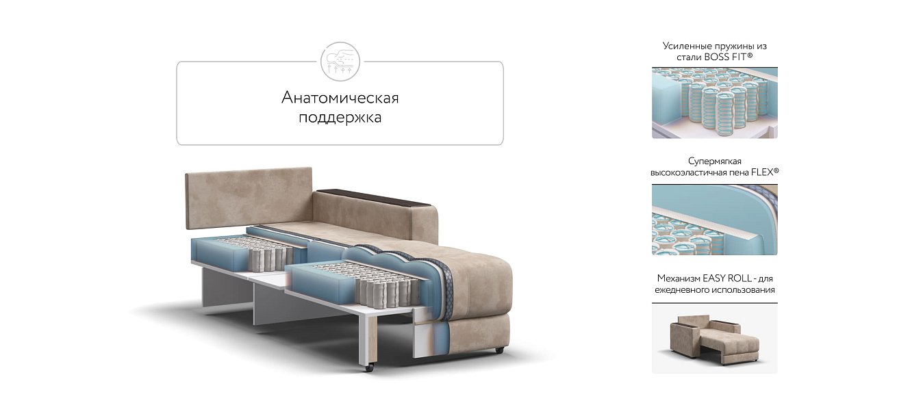 Кресло-кровать BOSS 2.0 велюр Alkantara пепел