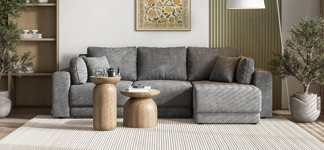 Угловой диван Босс Прайм ХЛ Шенилл CLOUD графит