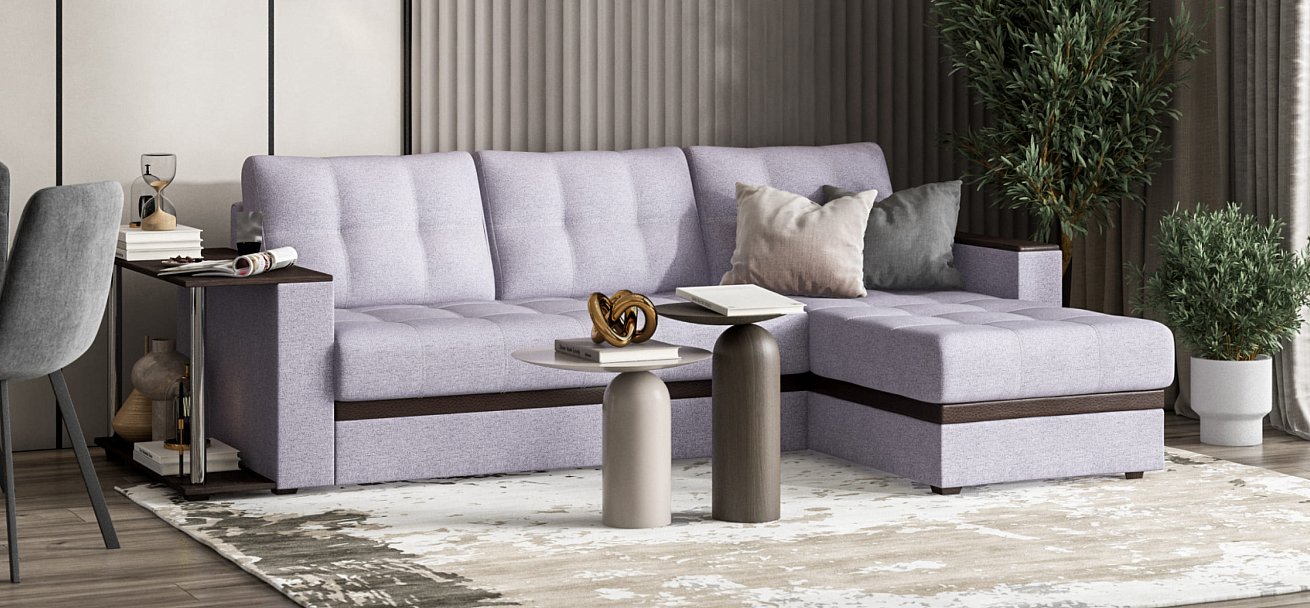 Угловой диван Атланта НПБ рогожка Malmo платина