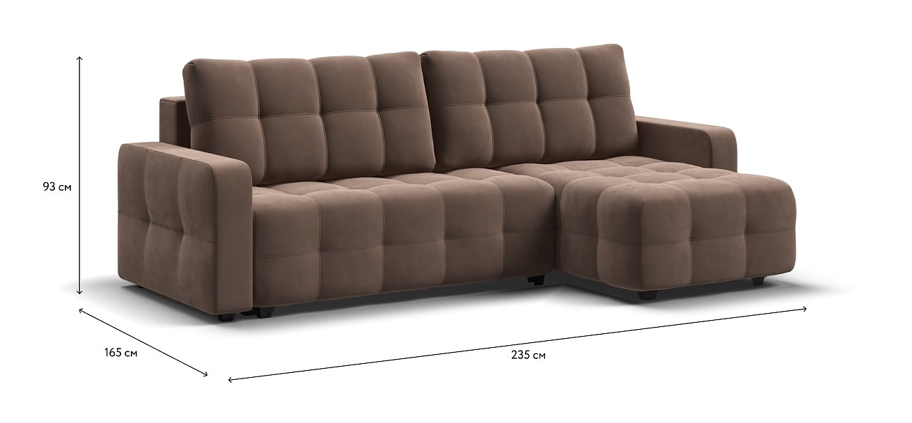 Угловой диван Dandy euro SE велюр Monolit мокко