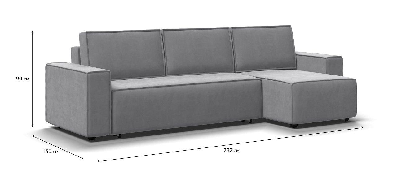 Угловой диван NORD 2.0 Велюр Monolit сталь