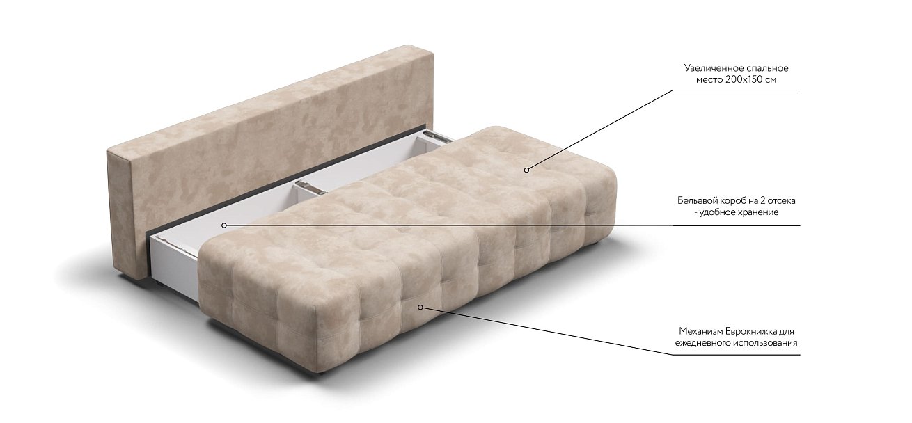 Диван BOSS 2.0 MINI велюр Alkantara пепел