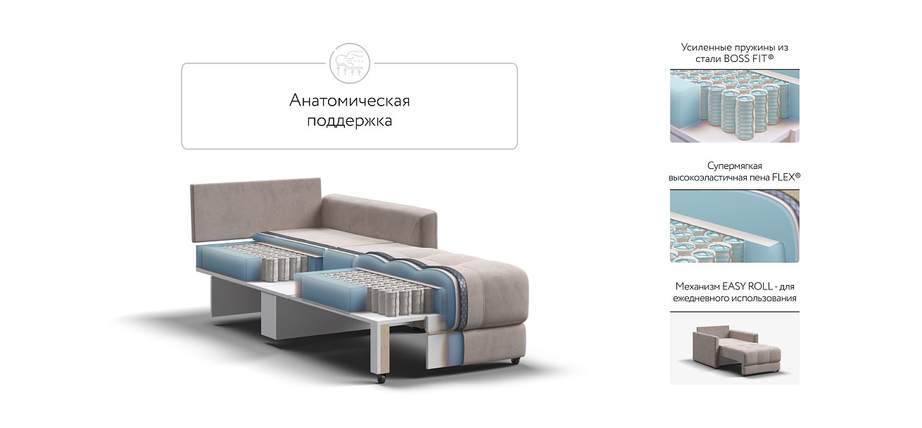 Кресло-кровать BOSS LOFT велюр Monolit латте