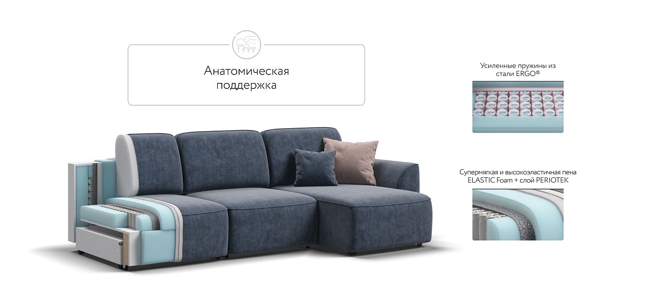 Угловой диван KING SE Велюр Royal топаз NEW