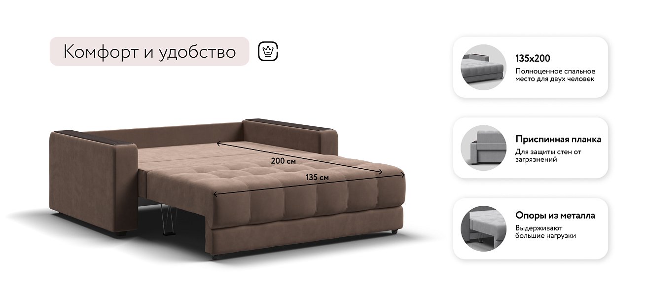 Диван BOSS Compact велюр Monolit мокко