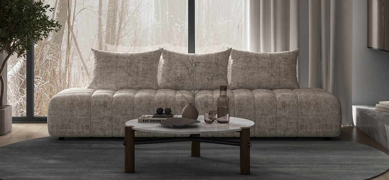 Диван Босс Твин прямой Шенилл IQ кварц