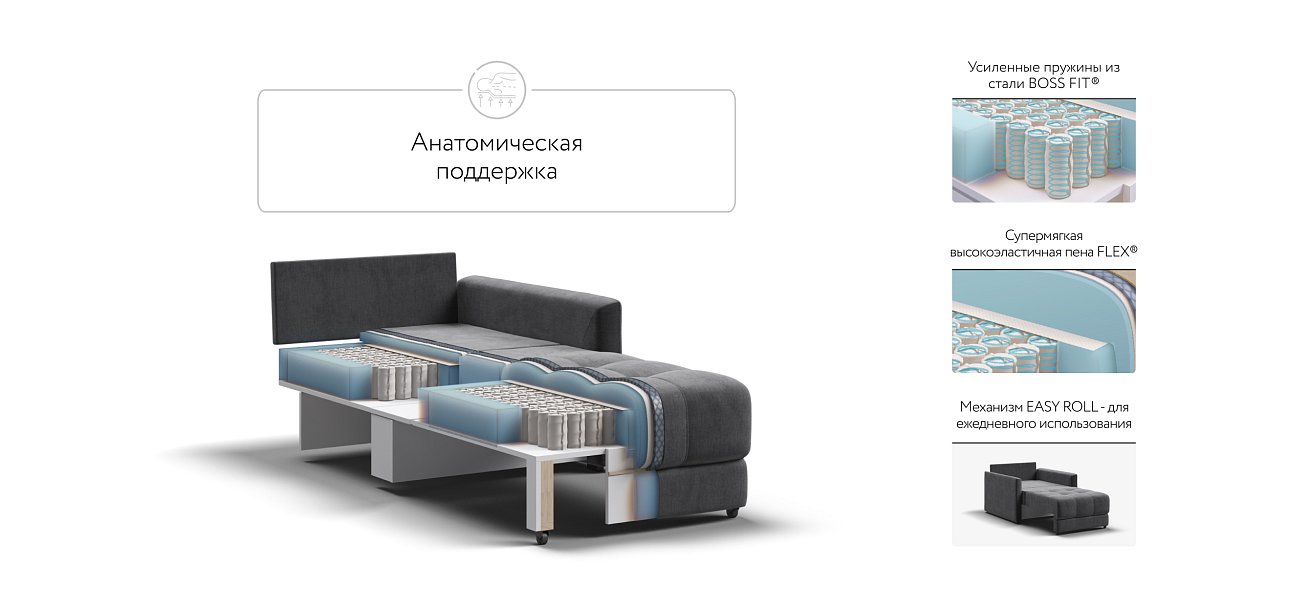 Кресло-кровать BOSS LOFT велюр Monolit серый