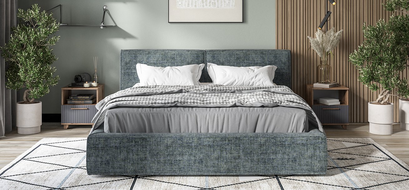 Кровать NORD Шенилл IQ серая