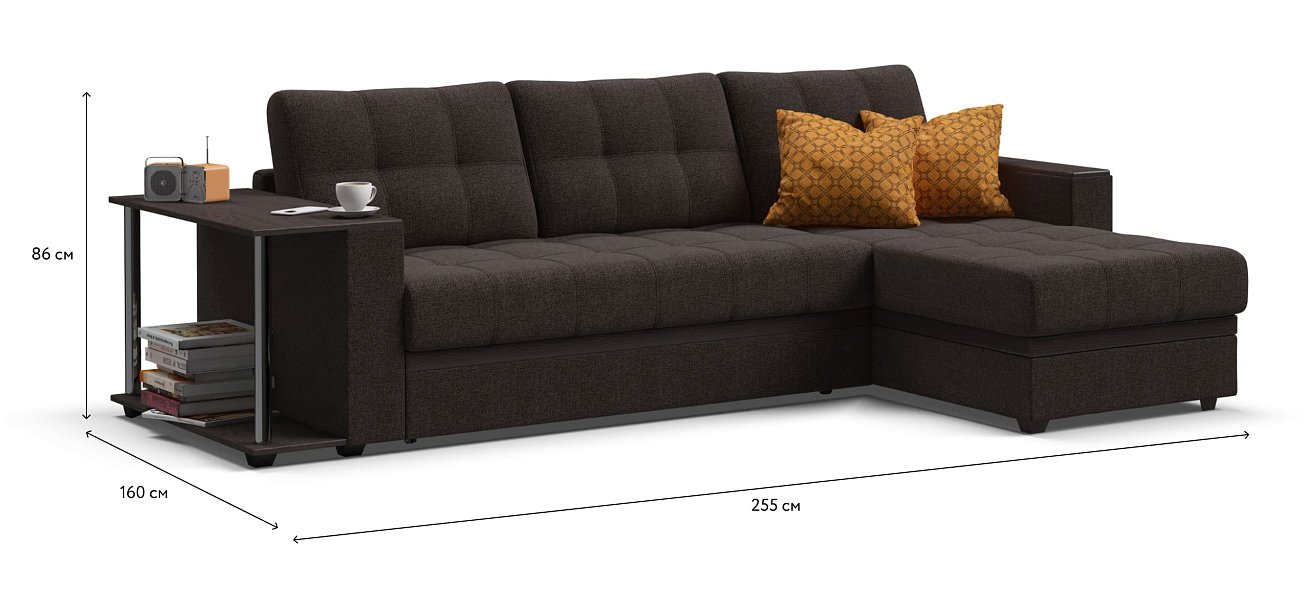 Угловой диван Атланта Люкс рогожка Malmo шоколад