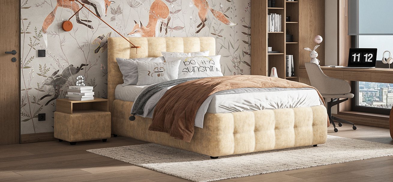 Кровать Босс 140*200 Про Велюр Royal шампань NEW