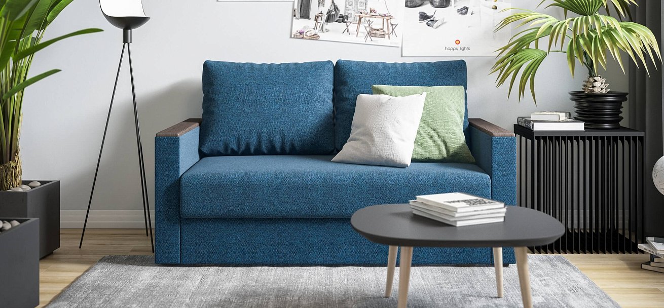 Диван Атланта-2 Лайт рогожка Malmo синий