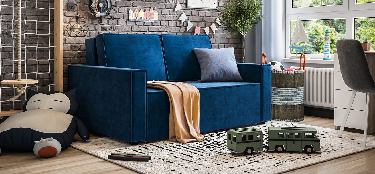 Диван NORD Compact велюр Monolit синий