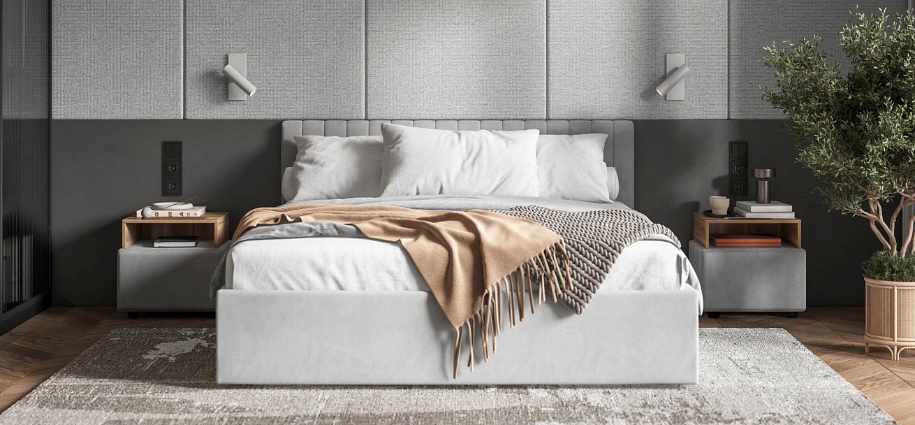 Кровать РОНДА 160*200 велюр MONOLIT сталь