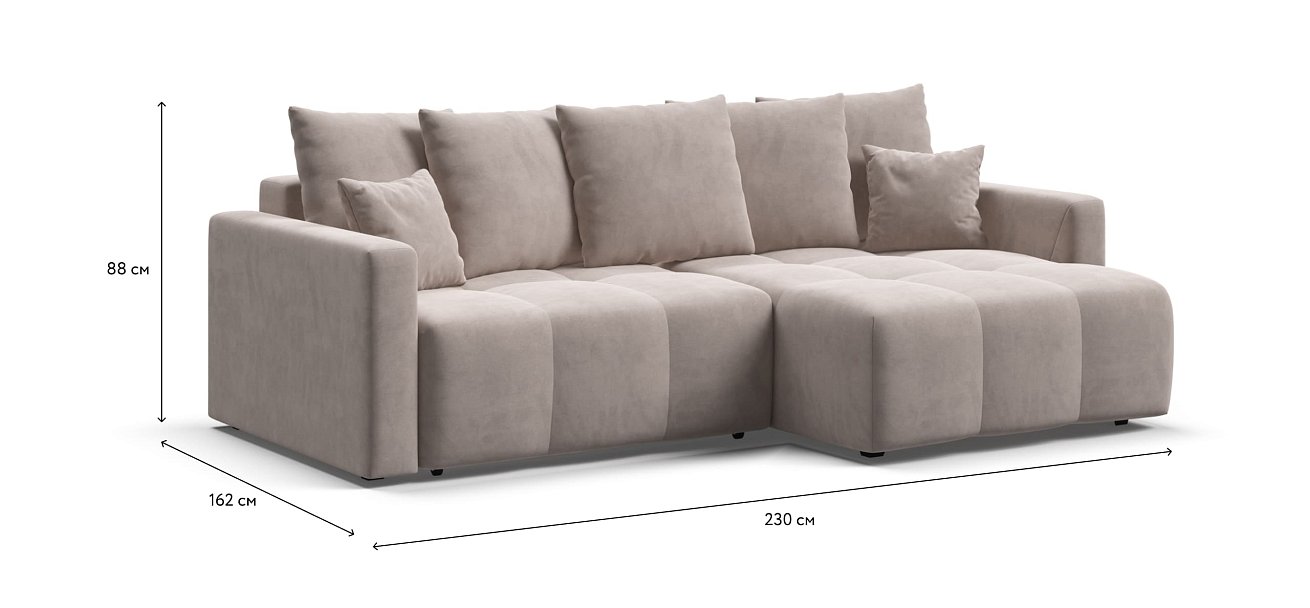 Угловой диван BOSS TREND Велюр Monolit латте