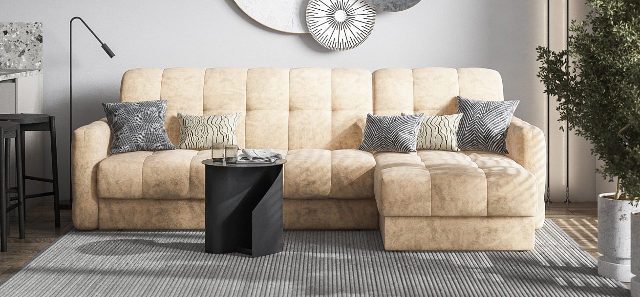 Угловой диван BOSS Sleep 160 Велюр Роял шампань