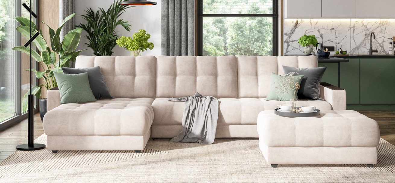 Угловой диван BOSS 3.0 MAX велюр Monolit латте