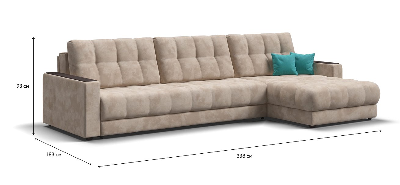 Угловой диван BOSS 3.0 MAX велюр Alkantara пепел