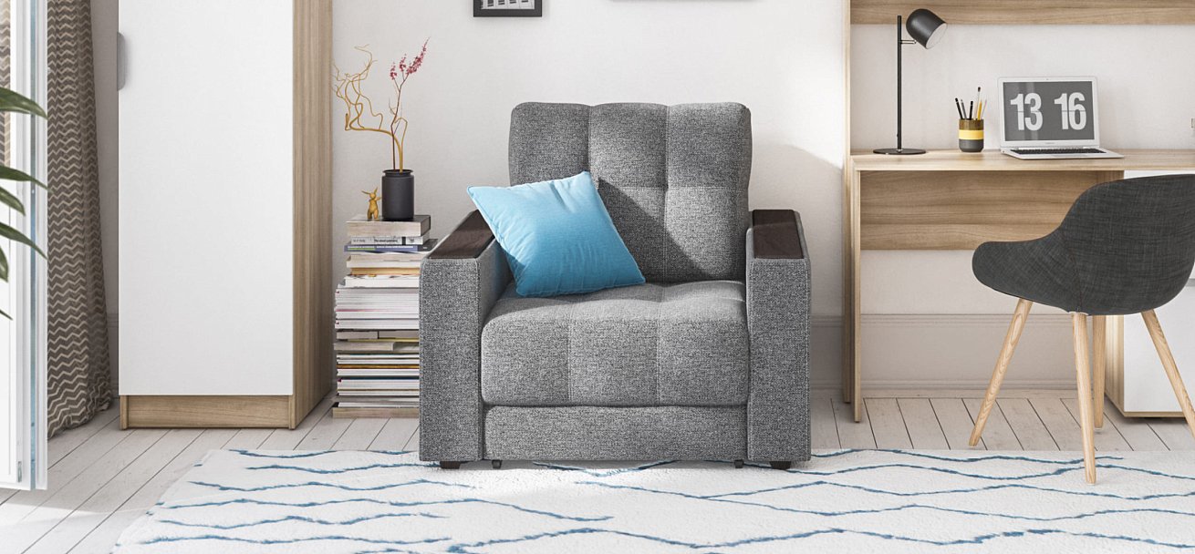 Кресло-кровать BOSS 2.0 рогожка Malmo серый