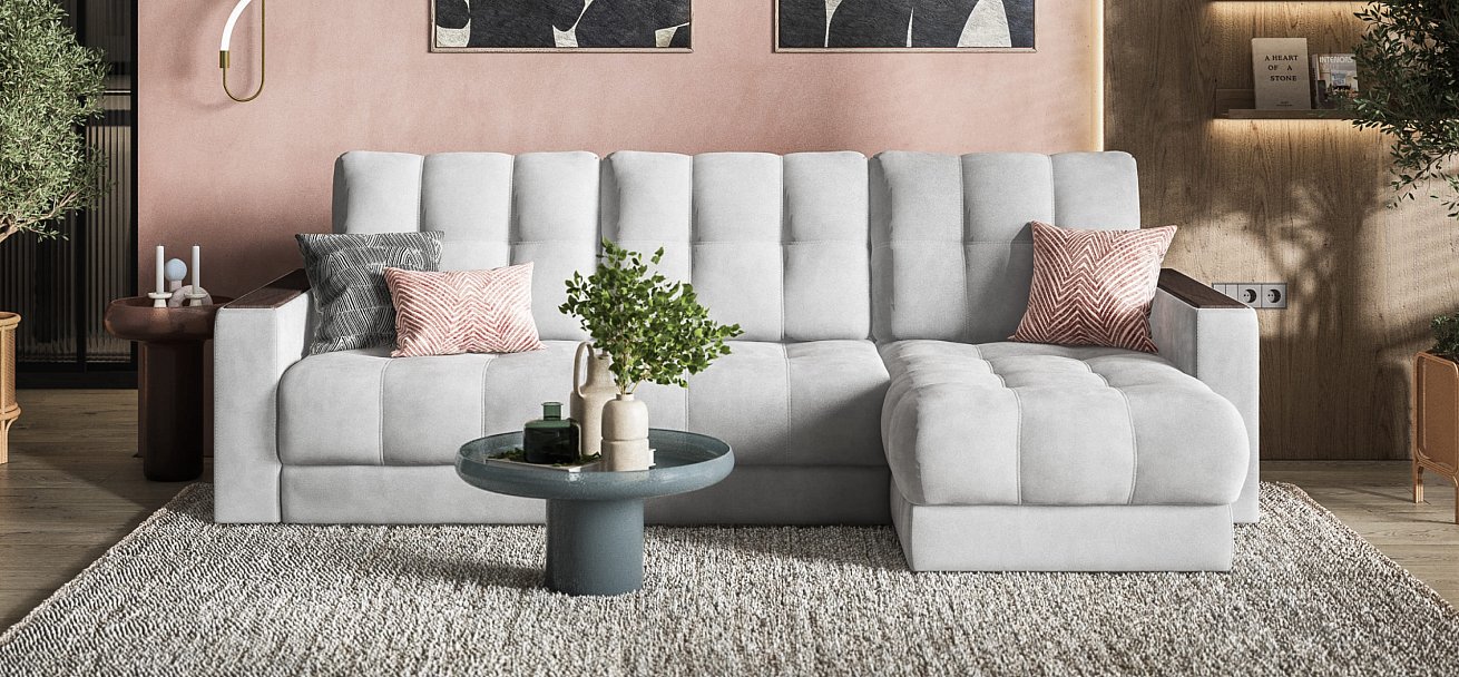 Угловой диван BOSS 3.0 Classic XL велюр Monolit сталь