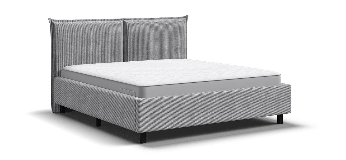 Кровать ЛЕО 160 Вельвет CORD серая