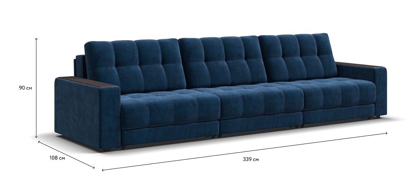 Диван BOSS GRAND Велюр Monolit синий