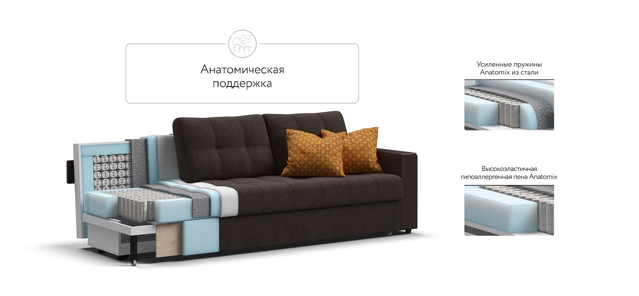 Диван Атланта НПБ 120 рогожка Malmo шоколад