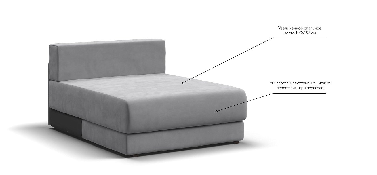 Оттоманка РИЧМОНД MODOOL Велюр Monolit сталь