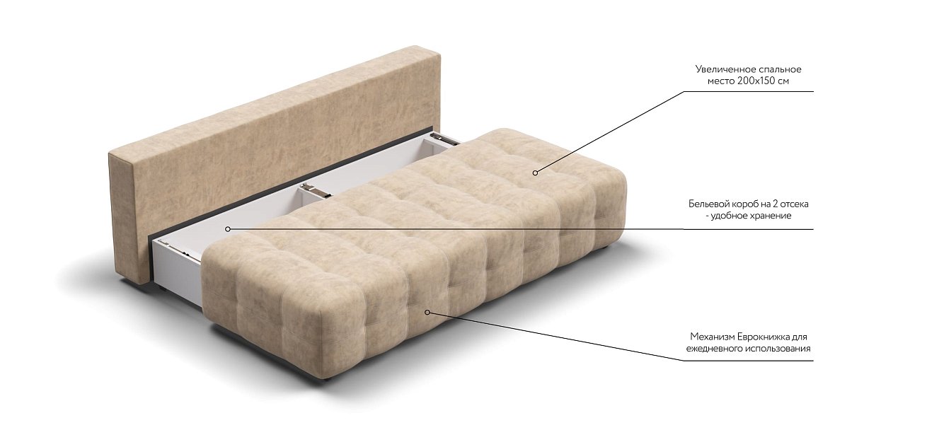 Диван BOSS 2.0 MINI Велюр Роял шампань