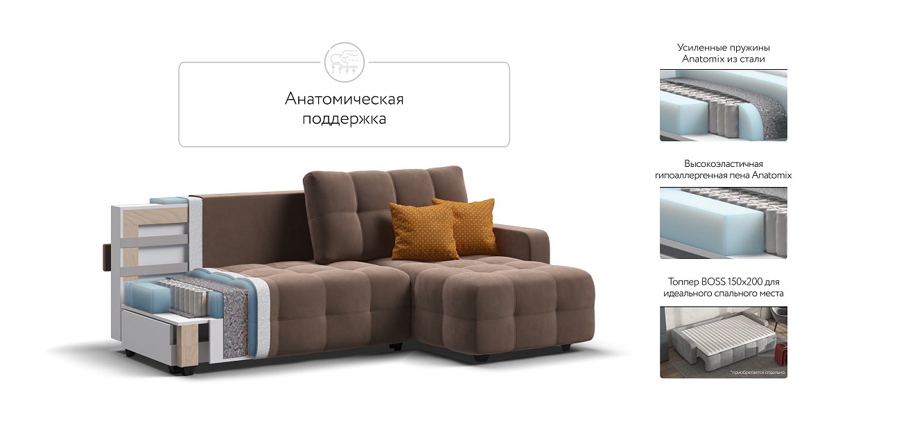 Угловой диван Dandy euro SE велюр Monolit мокко