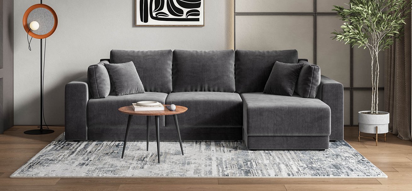 Угловой диван Босс Прайм ХЛ Вельвет CORD графит