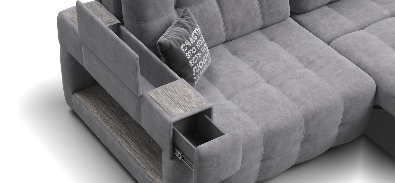 Диван BOSS.XO MAX Велюр Роял агат / WOOD Rock