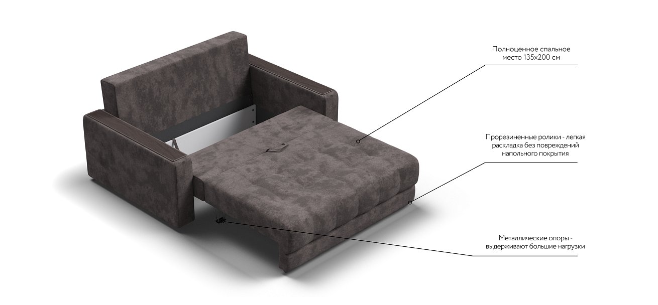 Диван BOSS Compact велюр Alkantara серый