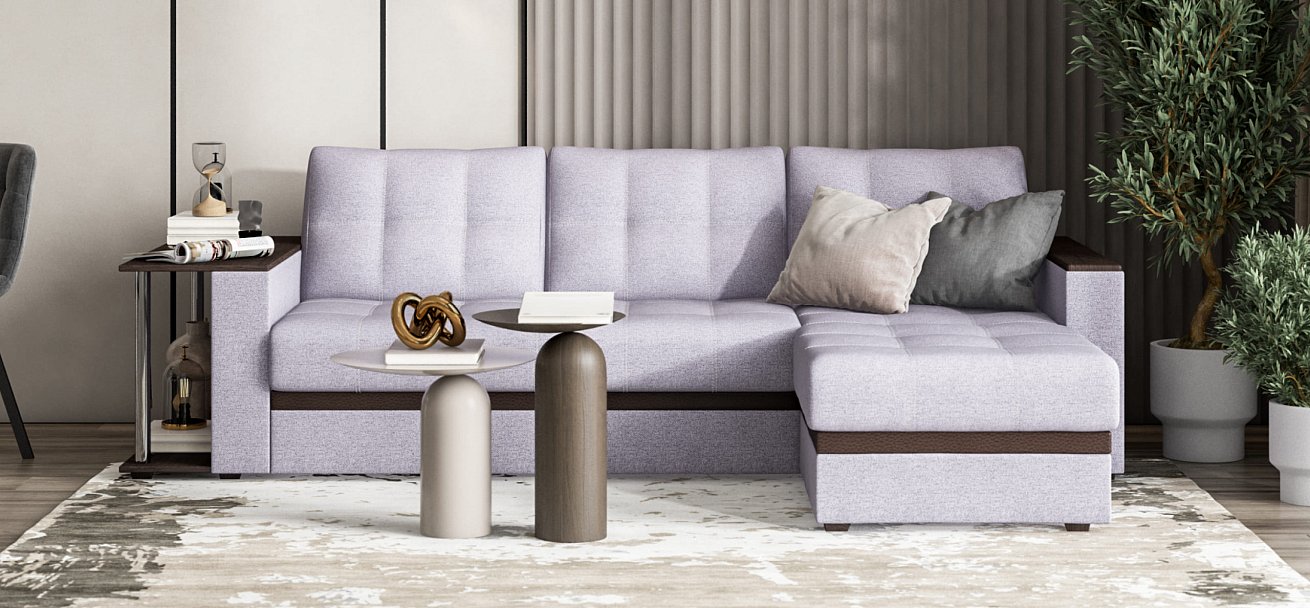 Угловой диван Атланта Люкс рогожка Malmo платина