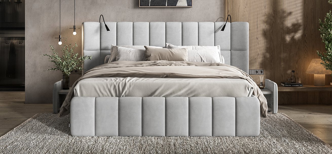 Кровать BOSS.XO 180*200 велюр Monolit сталь