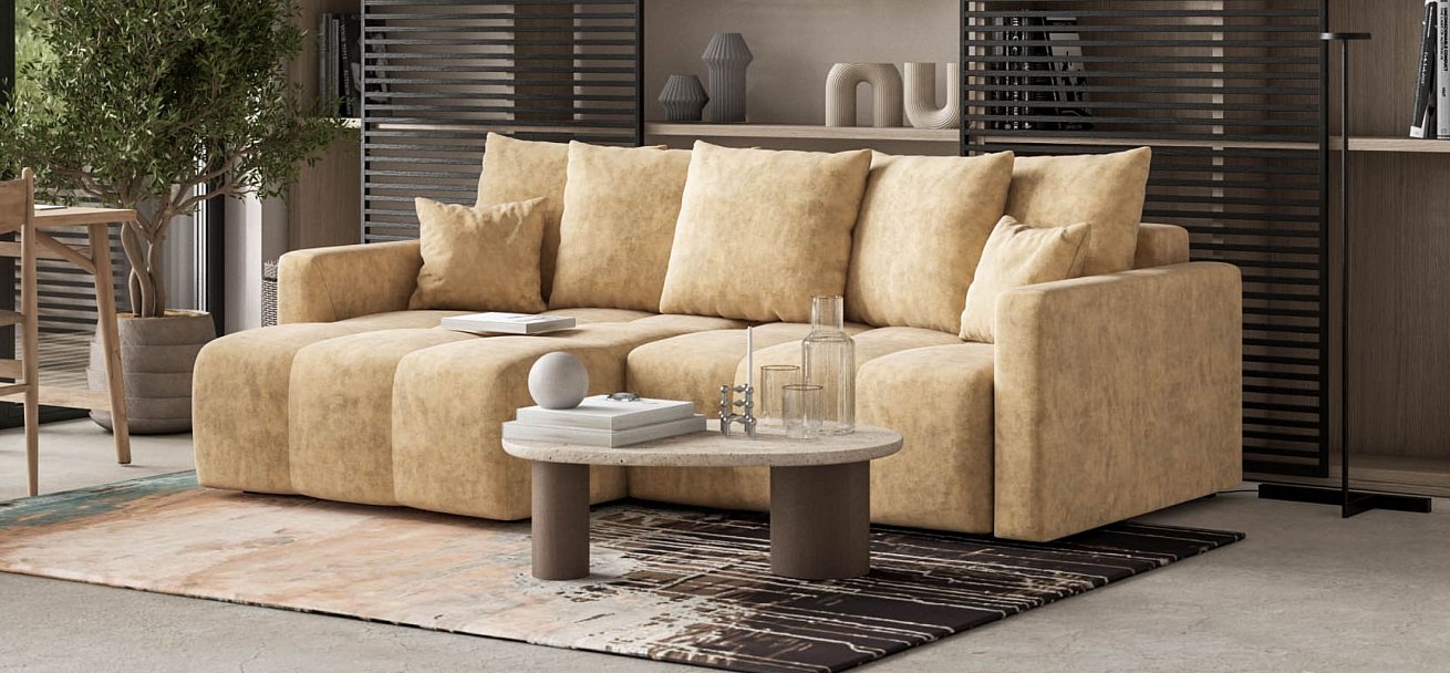 Угловой диван BOSS TREND Велюр Royal шампань