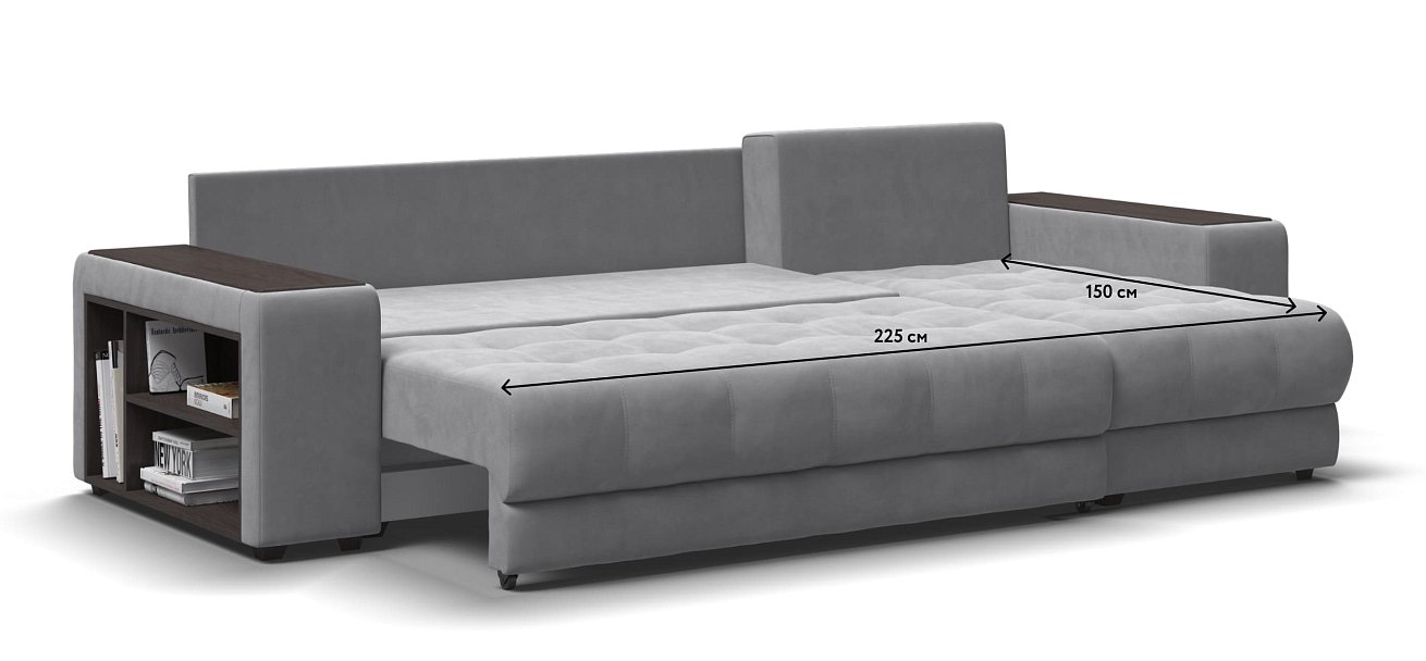 Угловой диван BOSS 3.0 XL велюр Monolit сталь