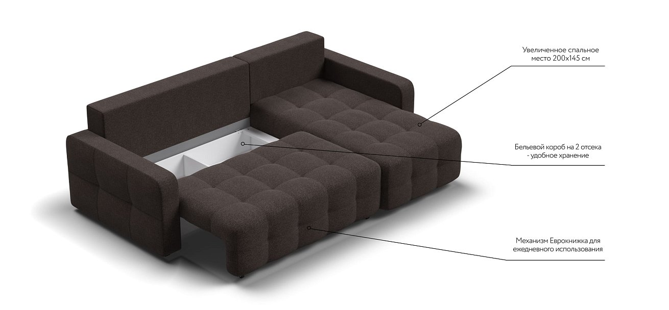 Угловой диван DANDY Euro SE Рогожка Malmo шоколад