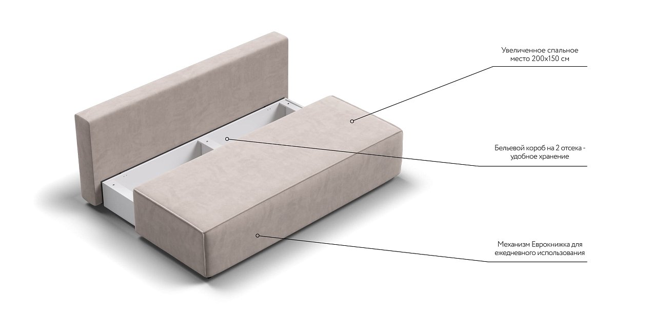 Диван NORD mini велюр Monolit латте