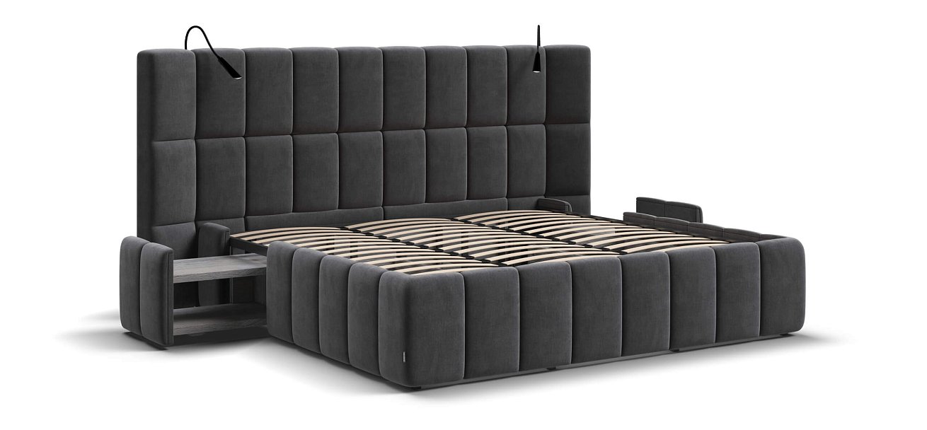 Кровать BOSS.XO 180*200 велюр Monolit серая