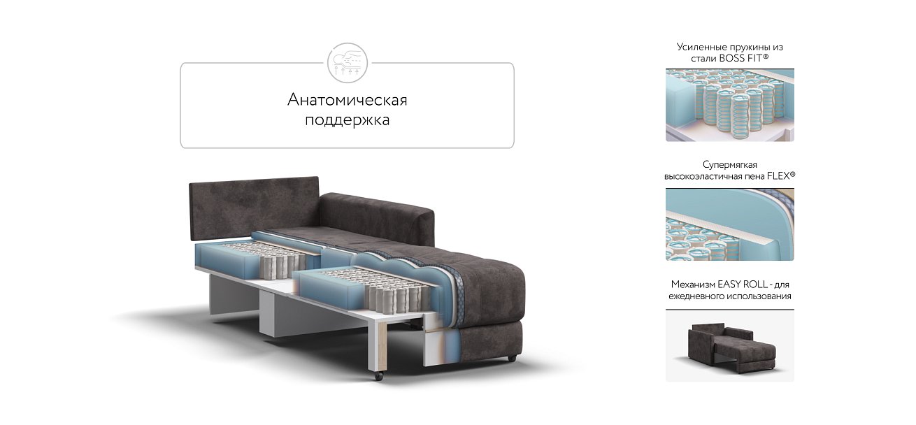 Кресло-кровать BOSS LOFT велюр Alkantara серый