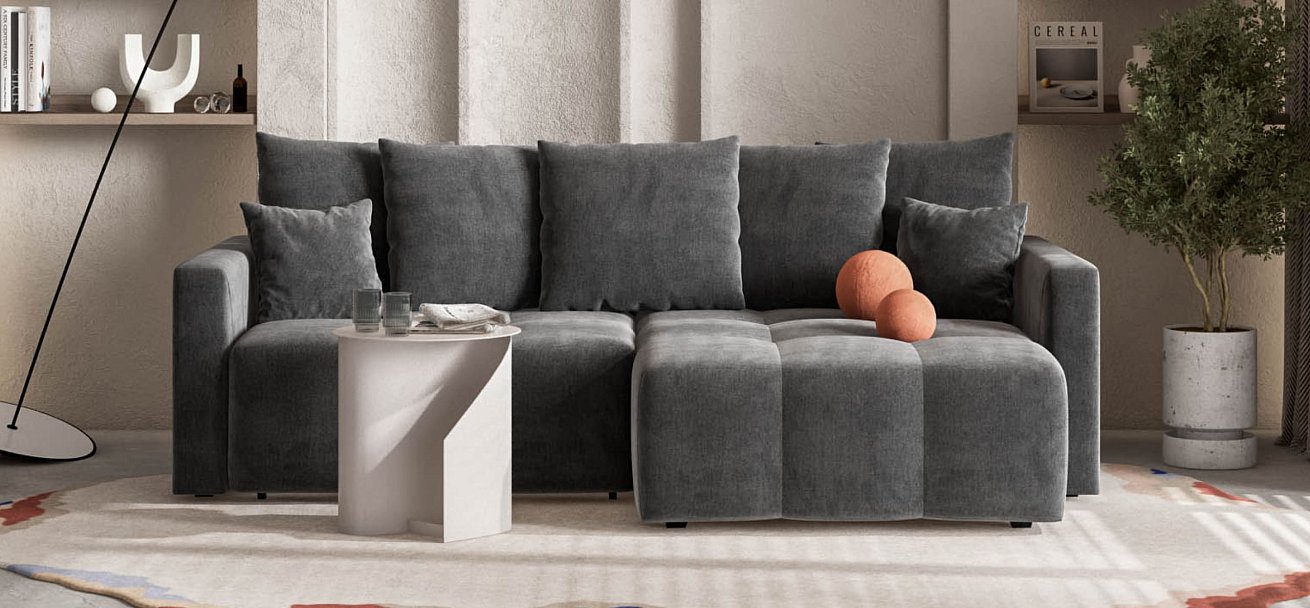 Угловой диван BOSS TREND Велюр Monolit серый