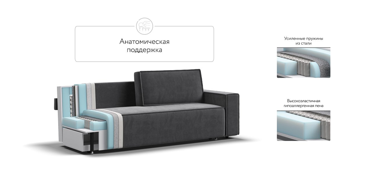 Диван Норд Велюр Monolit серый