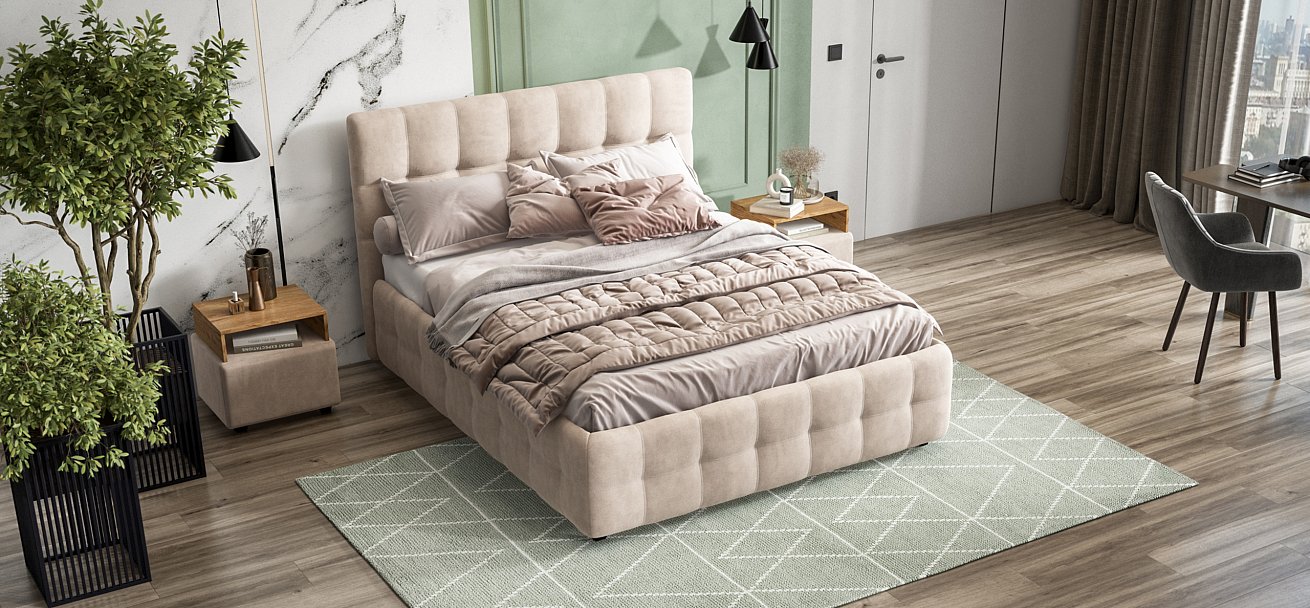 Кровать Босс 160*200 Про велюр Monolit латте